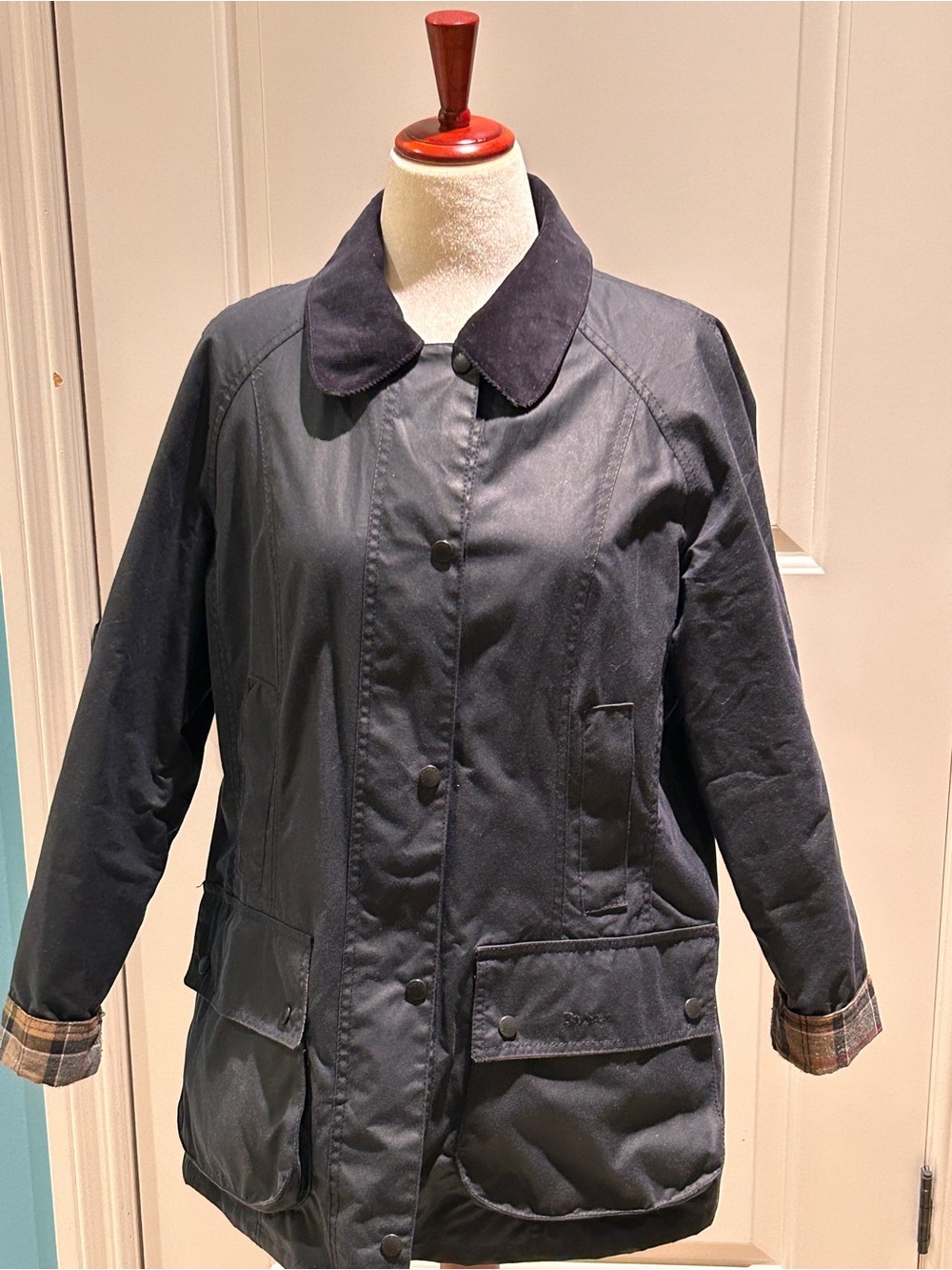 Barbour Navy Utility Field Jacket with Dark Corduroy Collar
